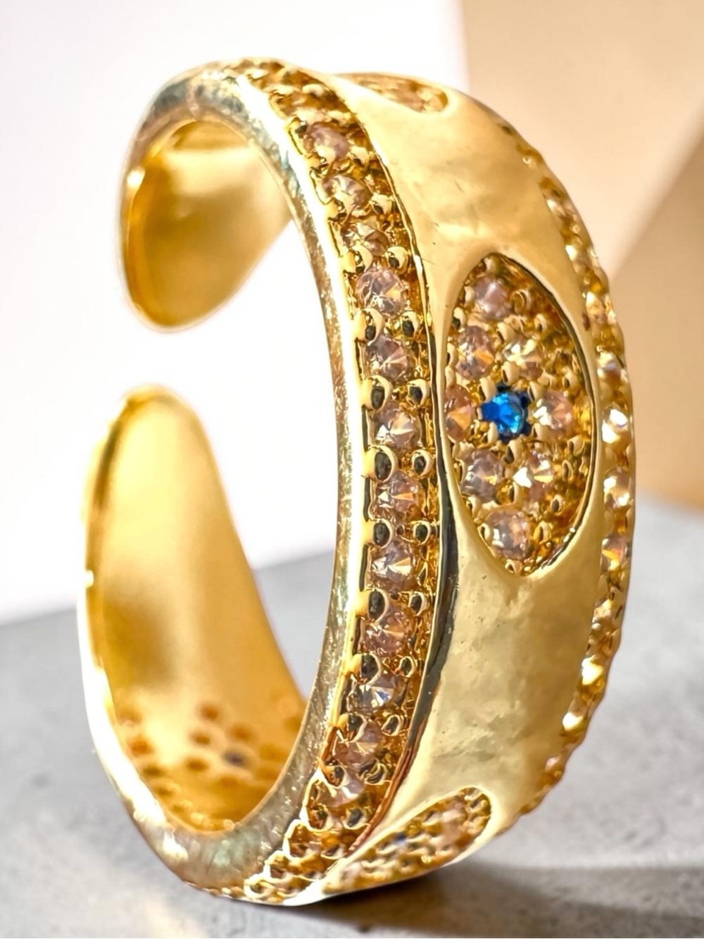🍄5/$20. Evil Eye Gold-Plated Band Ring. New. - Picture 2 of 7